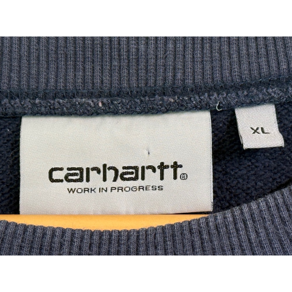 Carhartt WIP Duck Blue Crewneck Sweatshirt w/Black Embroidered‎ Script  XL - Picture 8 of 10
